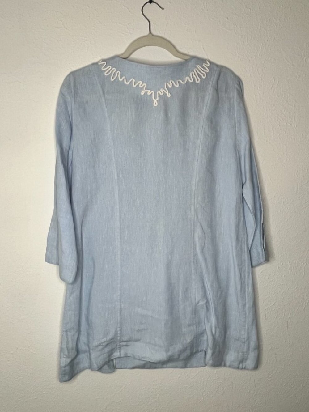 Women's Brooks Brothers Blue Linen Cotton Embroidered Tunic Top Size 12 - Picture 3 of 9